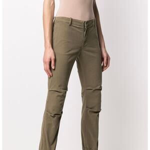 NILI LOTAN French Military Trouser Linen Cotton Ankle Zip Pants, Olive Green